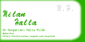 milan halla business card