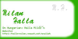 milan halla business card